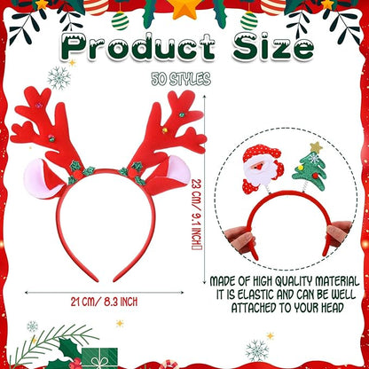 Christmas Headbands and Costume Headwear, Assorted Design Christmas Head Toppers Party Supplies