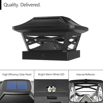 Davinci Lighting Renaissance Solar Outdoor Post Cap Lights - Includes Bases for 4x4 5x5 6x6 Posts - Bright LED Light - Slate Black (1 Pack)