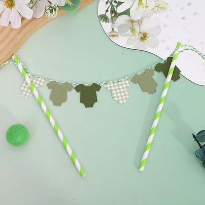 Green Baby Shower Cake Topper - Green Bodysuit Gingham Cake Topper,Gender Reveal Decor,Baby Shower Cake Decorations,Gingham Onesie Party Decorations (green-2)