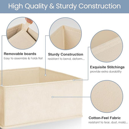 Criusia Drawer Organizer Clothes,16 Pack Underwear Drawer Organizers, Foldable Closet Organizers and Storage Dresser Drawer Dividers Clothing Organizer for Clothes, Socks, Scarves, Bra, Ties (Beige)