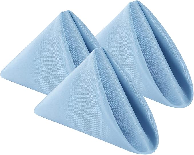 Cloth Napkins 17x17 inch Washable Polyester Dinner Napkins Soft Table Napkins for Wedding Party Dining Banquet(Blue Mist,25PCS)