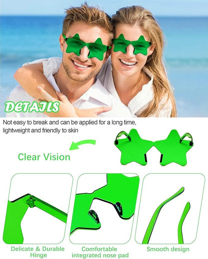 20 Pairs Rimless Star Sunglasses Bulk Transparent Candy Color Star Glasses for Women Men Party Favors