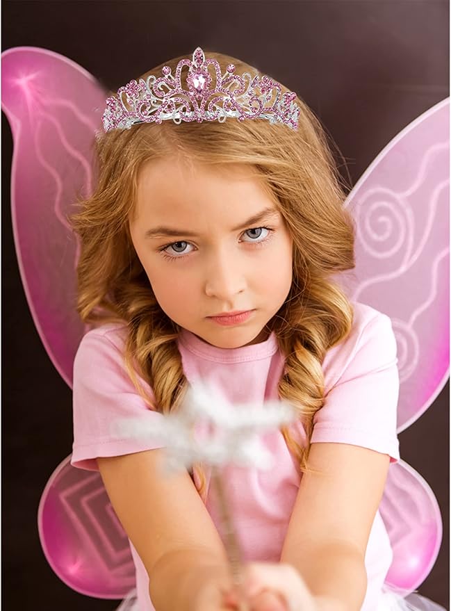COCIDE Pink Tiara and Crowns for Girls Crystal Headband Princess Rhinestone Crown with Combs Bride Headbands Bridal Wedding Prom Birthday Party Hair Accessories Jewelry for Women and Girls (5 PINK)