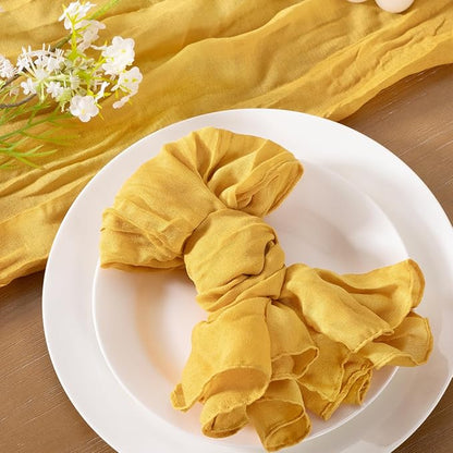 Socomi Gold Yellow Cheesecloth Napkins Fall Thanksgiving Cheese Cloths Gauze Set of 10 Boho Washable Dinner Table Napkins for Wedding Party Baby Shower Birthday Party Decor