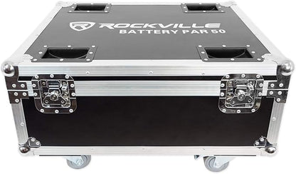 Rockville BATTERY PAR PACK 50 WHITE 20W Rechargeable Wash Lights (10), RGB Color Mixing, Wireless DMX, Remote Included, for DJs and Event Lighting