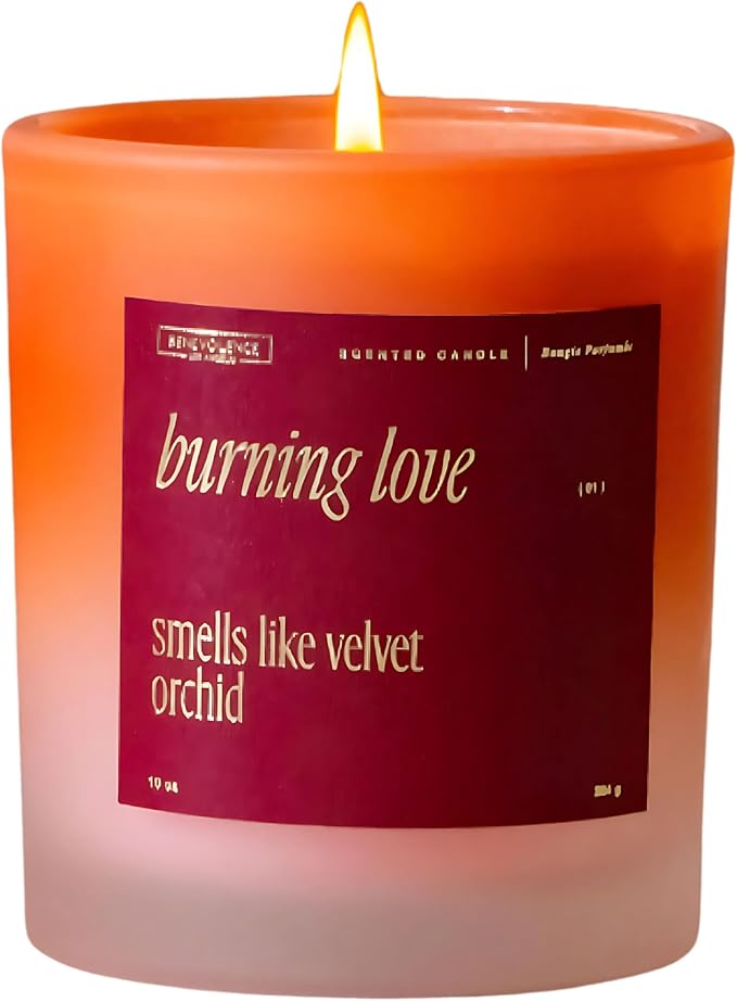 Benevolence LA Burning Love Scented Candles | 10 oz, 40-50 Hour Burn, Love Candle for Women | Romantic Gifts for Women and Men | Gift for Husband, Wife, Girlfriend | Fall Candles - Velvet Orchid