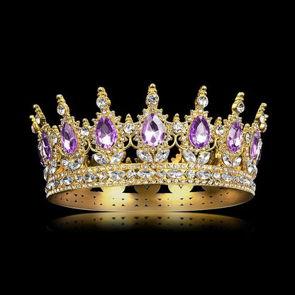 Onedor Gold Crown for Women Crystal Rhinestone Tiara Queen Headpiece for Wedding Prom Pageant Birthday Princess Theme Costume Party Hair Accessories and Cake Topper Decoration
