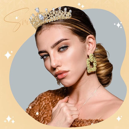12 Pcs Crystal Tiara and Princess Crown with Comb Crown Rhinestone Women Girls Tiara Headpiece Queen Hair Accessories for Birthday Party Wedding Prom Halloween Cosplay Costume