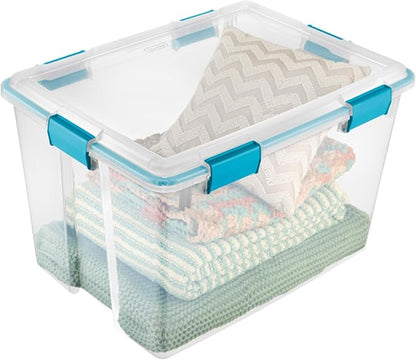 Sterilite 16-Pack Gasket Box, Weather-Resistant Storage Bins with Latching Lids, 80 Quart - Heavy-Duty Organizing Containers for Closet, Bathroom, and Office