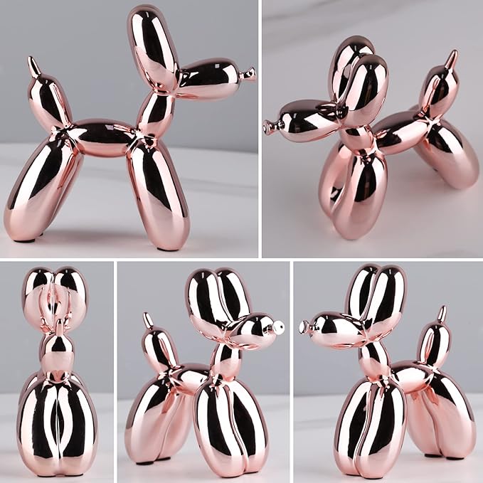 Pink Balloon Dog Decor - Animal, Shelf & Modern Desk Statue - Office Gold Decorations