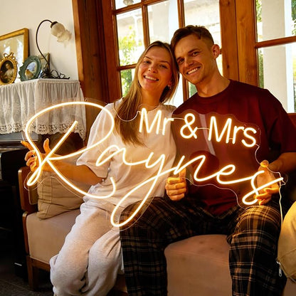 Custom Led Neon Signs - Neon Sign Customizable for Wall Decor | Personalized Neon Sign for Wedding, Led Neon Lights Light Up Sign for Family Bar Birthday Party Gift Business Shop Name Logo