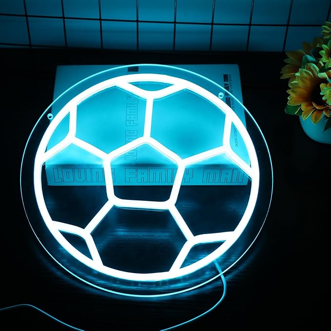 Soccer Neon Sign for Home Décor,Bedroom Decor,Led Sign,Room Sign,Gym Decor,Sports Neon Sign,Men Women Wall Décor Gift Size 12