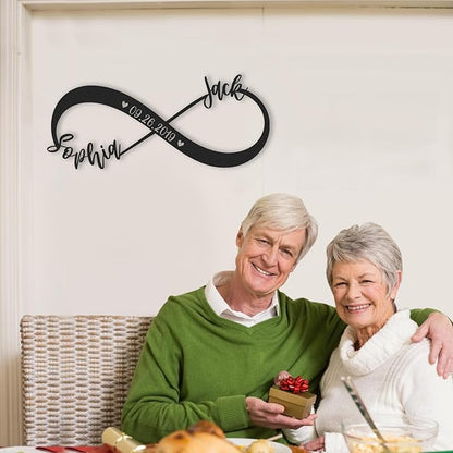 Personalized Anniversary Wedding Gifts for Couples, Metal Signs Customized with Couples Name and Date, Wedding Sign, Infinity Heart Metal Wall Decor, Engagement Bridal Shower Gifts Color04