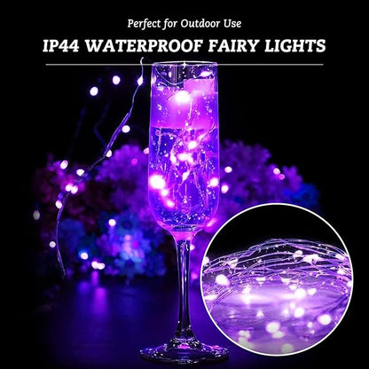 12 Pack Fairy Lights Battery Operated String Lights，7FT 20LED Waterproof Silver Wire Christmas Lights Outdoor,Firefly Mini Lights for Bedroom Party Birthday Wedding Indoor Decorations.