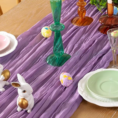 Lavender Purple Cheesecloth Table Runner 6 Pack Christmas Table Runners Boho Gauze 120 Inches Cheese Cloth Table Decor for Xmas Holiday Season Parties Wedding Bridal Baby Shower Birthday