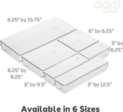 Oggi Clear Drawer Organizer | 3" X 12" | Pack of 2 | For Kitchen Drawers