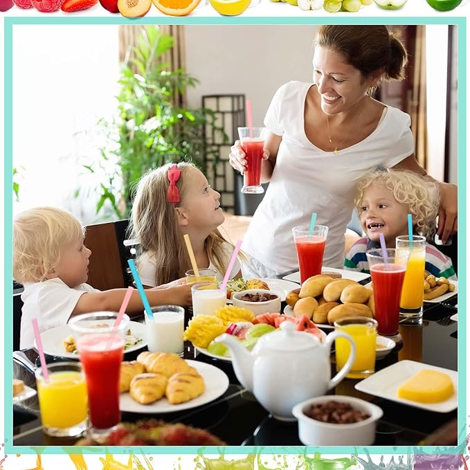 Tessco for you Jumbo Smoothie Straws Bulk Large Plastic Disposable Bubble Tea Straws Wide-Mouthed Individually Wrapped for Tall Homemade Milkshakes Drinking(9.84 Inch,Macaron Color,600 Pcs)