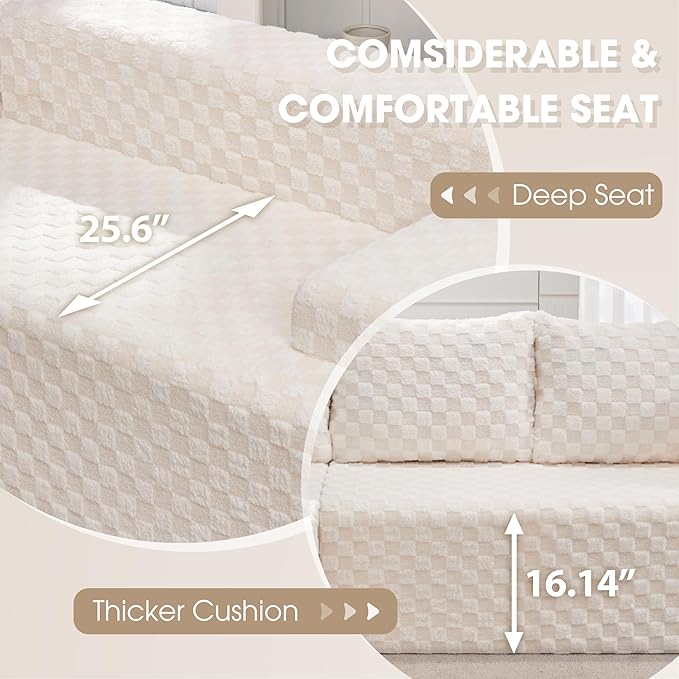 Hobestluk Modular Sectional Sofa Couches L-Shape Couch 3 Seat Modular Sofa Memory Foam Sectional Couches for Living Room, Cloud Couch with Oversized Chaise (96" Left Facing Chaise)