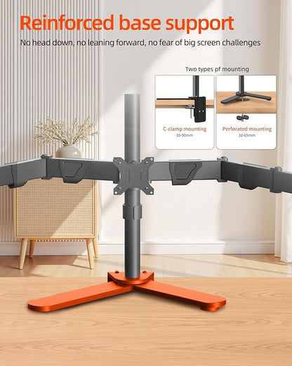 6 Monitor Mount Desk Arm Heavy-Duty Height Adjustable Monitor Stand, Swivel Arm with Clamp-On Base, Six Screen VESA Mount Fits Most LCD/LED Monitors 17-32 in HP6