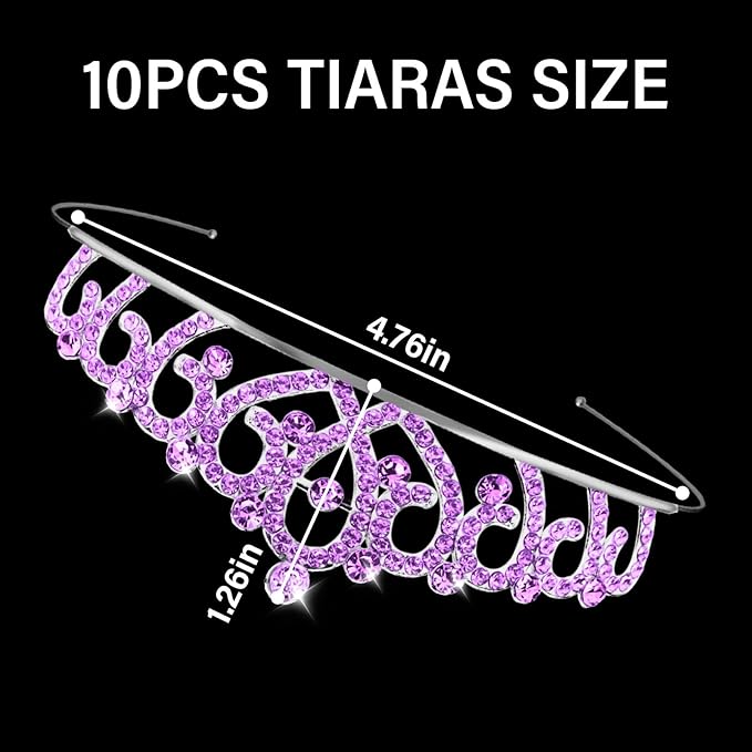 10 Pcs Purple Crowns Rapunzel Tiaras Headband for Women Girls - Bulk Princess Tiara with Purple Crystals for Rapunzel Outfits Costumes Prom Pageants Halloween Cosplay Parties