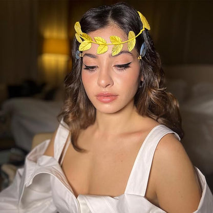 24 Pieces Roman Laurel Wreath Crown, Circlet Gold Leaf Crown, Headband Laurel Crowns, Greek Goddess Headpiece, Toga Headwear Greek Goddess Accessories for Halloween Wedding Party Decoration