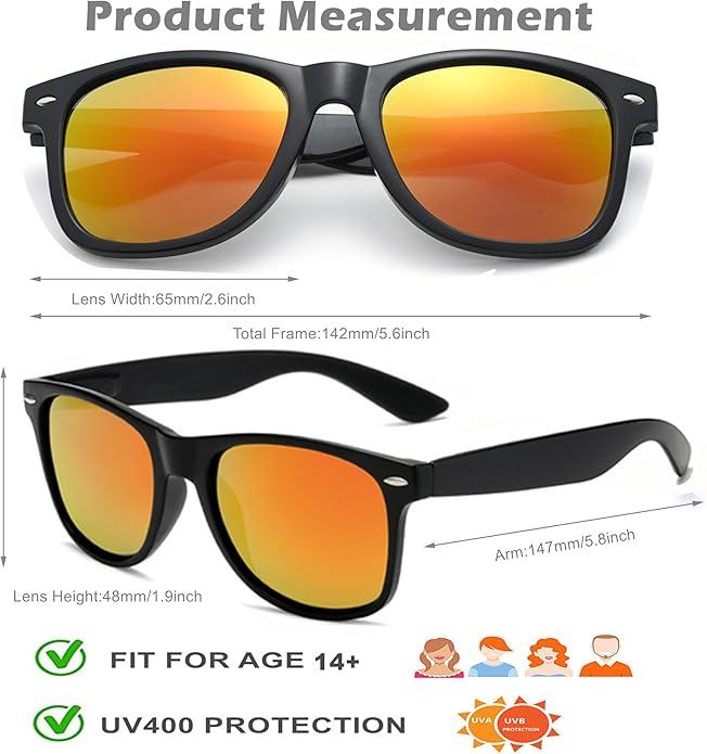 Eyegla 8/12/18 Pack Neon Sunglasses Bulk Colorful Multipack Party Sunglasses Retro Glasses Party Favor for Adult Men Women