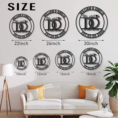 Personalized Anniversary Wedding Gifts for Couples, Custom Metal Sign with Couples Name and Date, Last Name Sign, Metal Art Wall Decor, Home Decor, Engagement Bridal Shower Gifts Color02