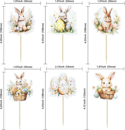 Ephlyn 36 Pcs Cupcake Toppers - Happy Easter & Spring Birthday Cake Decorations
