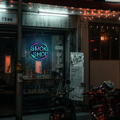 SMOKE SHOP LED Neon Sign for Business,16x12 inch Vape Smoke Shop Sign RGB Bright Led for Window Wall Door VapeSmoke Store