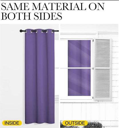 NICETOWN Patio Glass Door Blackout Curtains for Bedroom/Living Room, Privacy Panel Drapes for Dining Room and Guest Room (Lilac Purple, 42 inches Wide x 90 inches Long, 1 Pair)