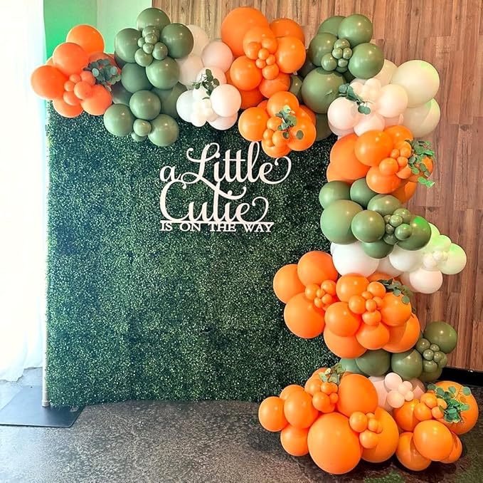 162pcs Little Cutie Baby Shower Decorations, Orange Sage Green Nude White and Confetti Balloons for Little Cutie Baby Shower Fruit Theme Birthday Party Decorations