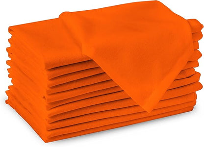 Encasa XO Orange Cloth Napkins Set of 12, 17"x17" | Solid Color Cotton Dinner Napkins | Washable & Reusable Napkins for Dining Table Fall Decoration, Holiday & Christmas Festivals