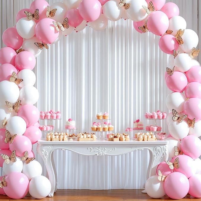 16 x 10ft White Backdrop Curtains for Wedding Photo Background Curtains Wrinkle Resistant Back Drop for Party Photoshoot Polyester Curtains Backdrop for Baby Shower Birthday Events Decor, 4 Panels