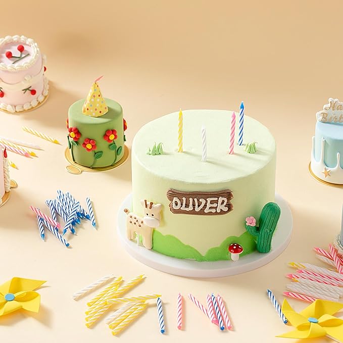 MTLEE Spiral Birthday Candles Colorful Cake Paraffin Candles for Celebrating Birthday Cake Decorations for Holiday Party(4 Color,576 Pcs)