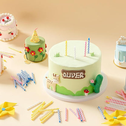 MTLEE Spiral Birthday Candles Colorful Cake Paraffin Candles for Celebrating Birthday Cake Decorations for Holiday Party(4 Color,576 Pcs)