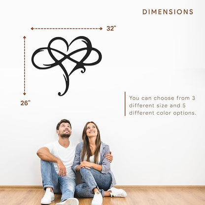 Infinity Heart Metal Wall Art for Home Decor, Eternal Love Sign Steel Wall Plaque, Home Wedding Decor, Eye-Catching Addition to Living Room, Above Bed Decor for Bedroom Ornaments