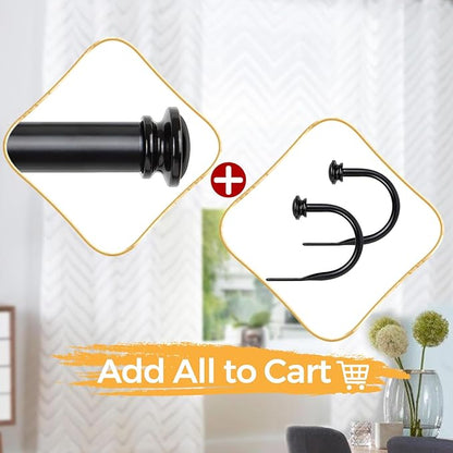 TONIAL Curtain Holdbacks 2 Pack, Decorative Window Drapery Tiebacks for Wall with Small Finials (1 Pair/2 Pack), Black