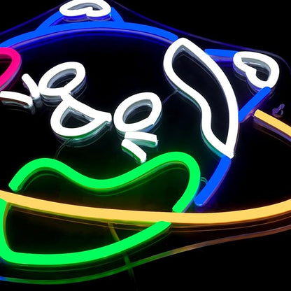 Lucunstar Planet Cat Neon Sign Cute Neon Light Signs for Wall Decor Cat LED Lights USB Connectivity Adjustable Brightness Earth Decor for Home Wall Bedroom Pet Shop Gifts for Geography Lover