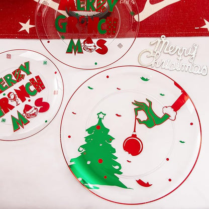 I00000 60Pcs Christmas Plastic Plates - Disposable Clear Plastic Plates Include 10.25'' Dinner Plate,7.5'' Dessert Plate for Christmas Party Supplies Wedding Birthday