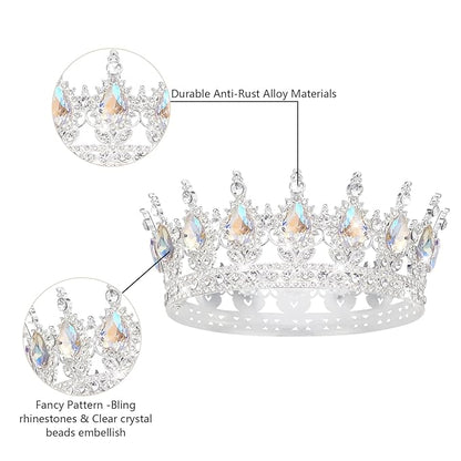 Queen Crown Rhinestone Wedding Crowns and Tiaras for Women Costume Party Hair Accessories Princess Birthday Crown Crystal Bridal Crown (Silver & Moonlight Crown)