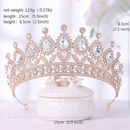 FORSEVEN Crystal Tiaras and Crowns for Women - Wedding and Birthday Party Princess Crown Hair Accessories - Bride Rhinestone Headband Halloween Decorations Hairband