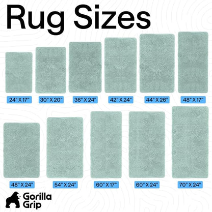 GORILLA GRIP Bath Rug Mat 48x24, Soft Absorbent Chenille, Quick Dry Microfiber Mats, Rubber Backing Washable Shower Floor Rugs, Bathmat Runner, US Designed Bathroom Home Decor Accessories Seablue