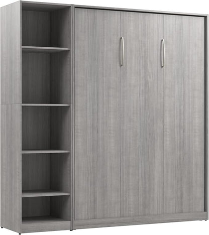 Bestar Claremont Full Murphy Bed with Closet Organizer (79W) in Platinum Gray, Sleeping Arrangement for Multipurpose Room