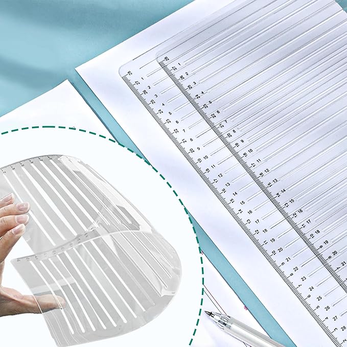 Line Stencil Straight with Wooden Scratching Pen 0.35inch Spacing Plastic Stencil Paper Writing Lettering Guide Calligraphy Stencils Line Stencils for Drawing Template for Journaling Paper Card Aids