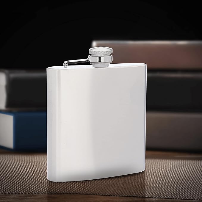 Murano Stainless Steel Hip Flasks 6 oz. Set of 10, Bulk Pack - Screw on Cap, Great for Wedding Party Gifts, Groomsmen Gifts, Outdoor Activities - Silver