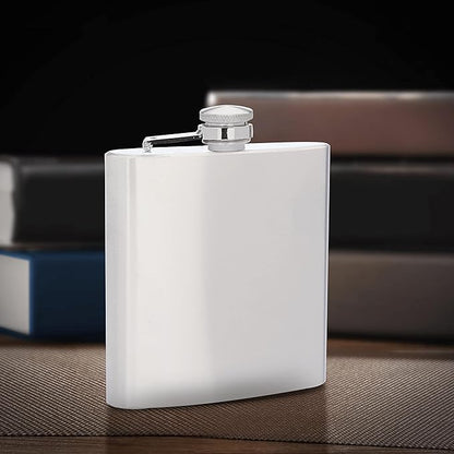 Murano Stainless Steel Hip Flasks 6 oz. Set of 10, Bulk Pack - Screw on Cap, Great for Wedding Party Gifts, Groomsmen Gifts, Outdoor Activities - Silver