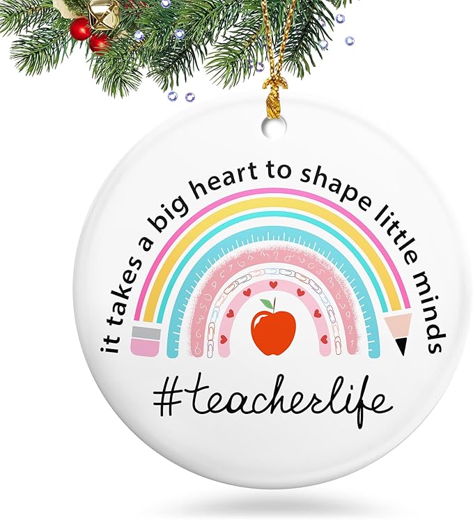 Thank You Gifts for Teachers 2025,Appreciation Teacher Christmas Ornaments Gifts for Teacher Women Men,Teachers Christmas Tree Decorations Hanging Ornament Xmas Keepsake Birthday Gift Ideas