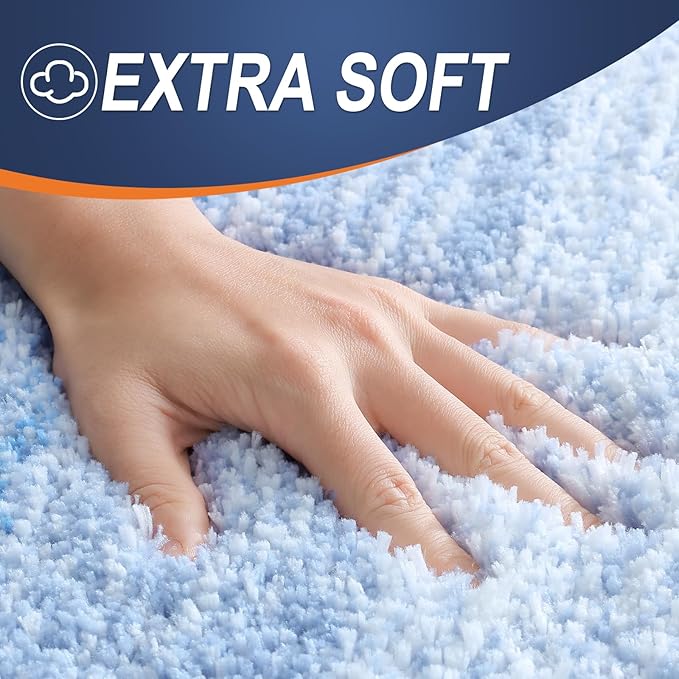 OLANLY Bathroom Rugs Mat 59x24, Extra Soft Absorbent Microfiber Bath Rugs, Rubber Backing, Quick Dry, Machine Washable Bath Mats for Bathroom Floor, Tub and Shower, Home Decor Accessories, Light Blue