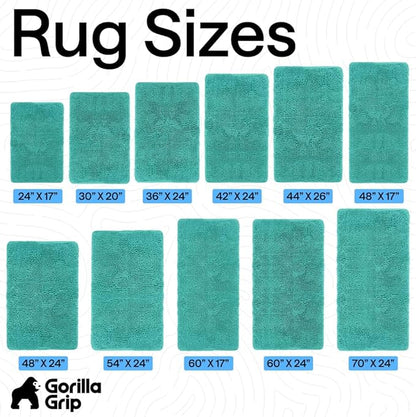 GORILLA GRIP Bath Rug Mat 60x24, Thick Soft Absorbent Chenille, Quick Dry Microfiber Mats, Rubber Backing Machine Washable Shower Floor Rugs, Bathmat Runner, Bathroom Home Decor Accessories, Turquoise