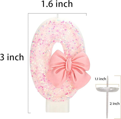 70th Birthday Candles for Cake, Pink Bow Number Cake Candles, 2.76 inch Number Happy Birthday Candle, Cake Topper Decoration for Birthday Party (Number 70)